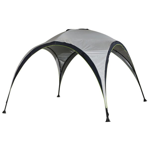 prezzo Tente de camping 3x3m Tonnelle de jardin avec cordes et piquets en polyester blanc et bleu