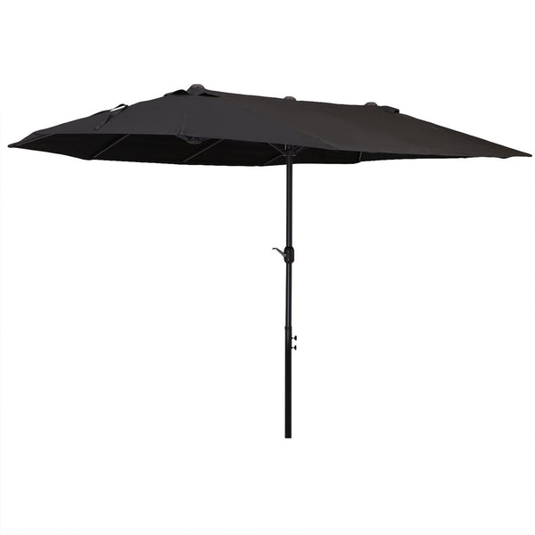 Parasol de jardin double 460x270x240 cm en acier et polyester noir sconto