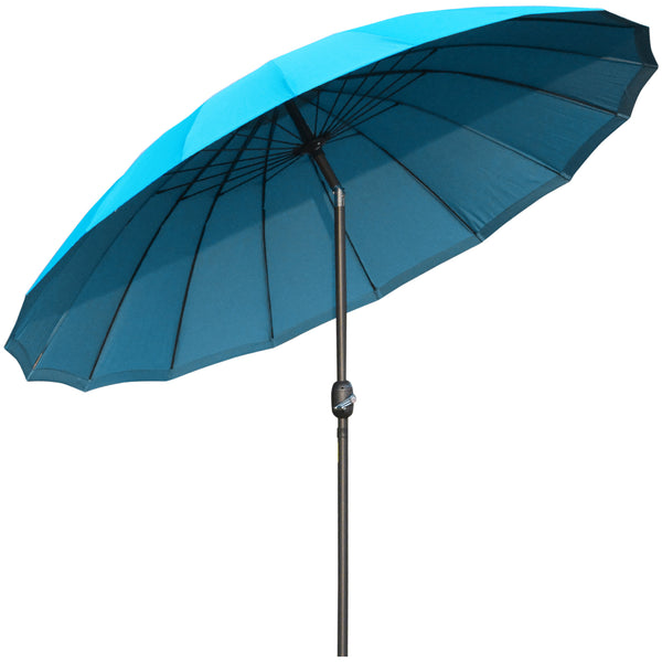 sconto Parasol de Jardin Ø255 cm en Métal, Fibre de Verre et Polyester Bleu