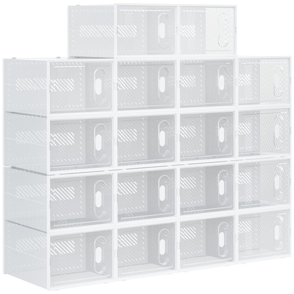 Étagère à chaussures modulable 18 cubes 28x36x21 cm en plastique blanc et transparent online