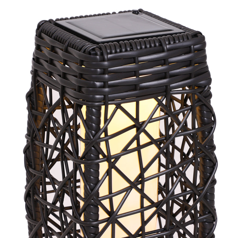 Lanterna Lampada LED da Giardino con Copertura in Rattan Sintetico Caffè 19x19x68 cm -6