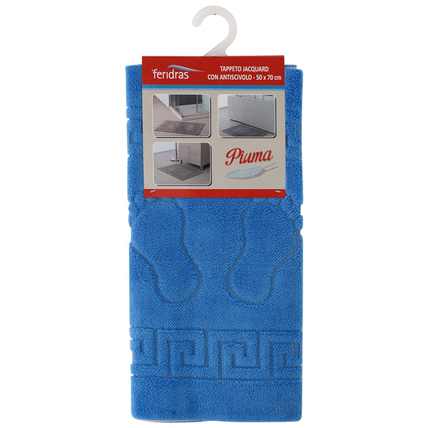 acquista Tapis de Salle de Bain 50x70 cm avec Antidérapant Bleu Feridras Piuma