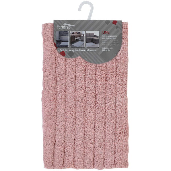 Tapis de bain en coton rose avec ligne Feridras antidérapante acquista