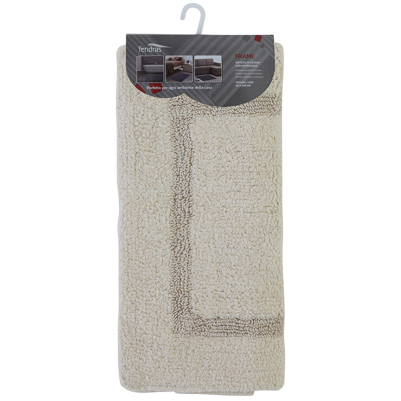 Tappeto Bagno in Cotone con Antiscivolo Ecru Feridras Frame-1