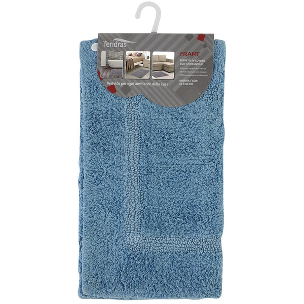 Tapis de bain anti-dérapant bleu en coton Feridras Frame prezzo