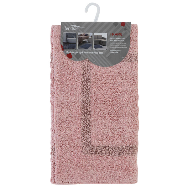 Tapis de bain en coton avec cadre Feridras rose antidérapant prezzo