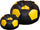 Pouf poire Ø100 cm en simili cuir avec repose-pieds Baselli ballon de football noir et jaune