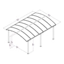 Box Auto da Esterno in Alluminio 362x502cm H242cm Onduline Carport Siena-9