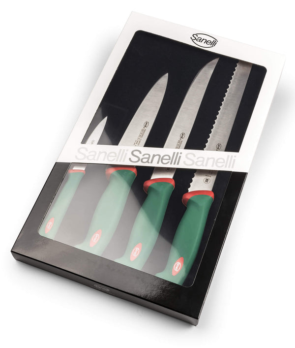Set de 4 couteaux de cuisine Sanelli Premana vert/rouge manche antidérapant sconto