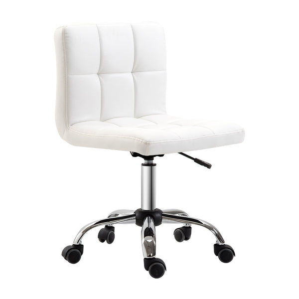 online Chaise de bureau pivotante réglable en faux cuir blanc