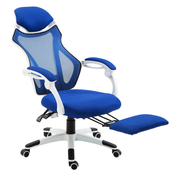 Chaise de jeu ergonomique pivotante et inclinable avec repose-pieds Bleu online