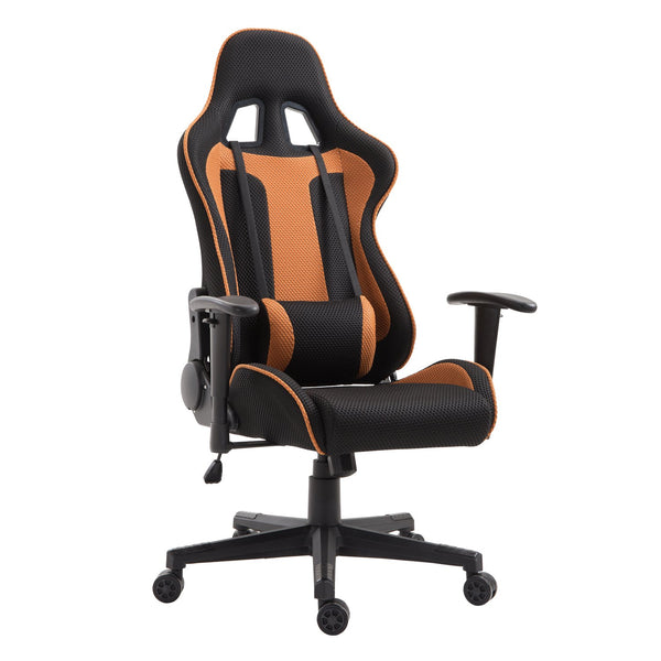 online Chaise de jeu avec roues pivotantes inclinables en tissu noir et orange