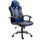 Chaise de jeu ergonomique en similicuir réglable en hauteur avec coussin noir et bleu