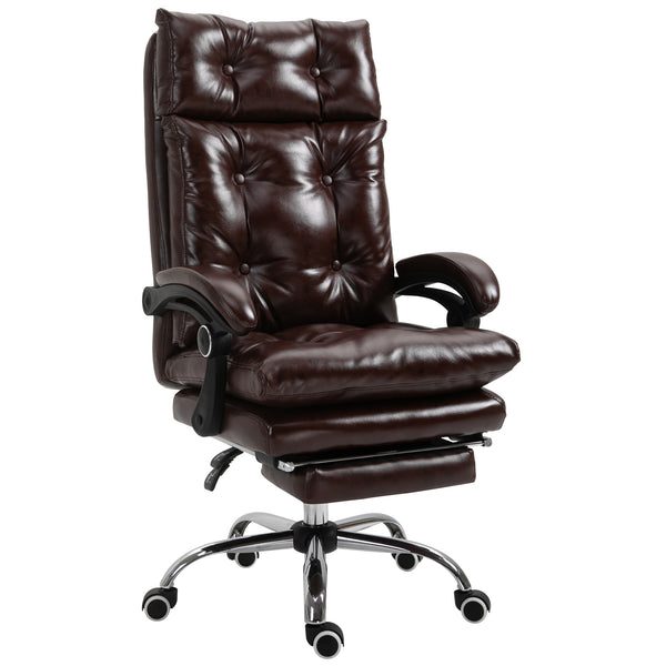 Chaise de bureau présidentielle en similicuir avec repose-pieds marron sconto