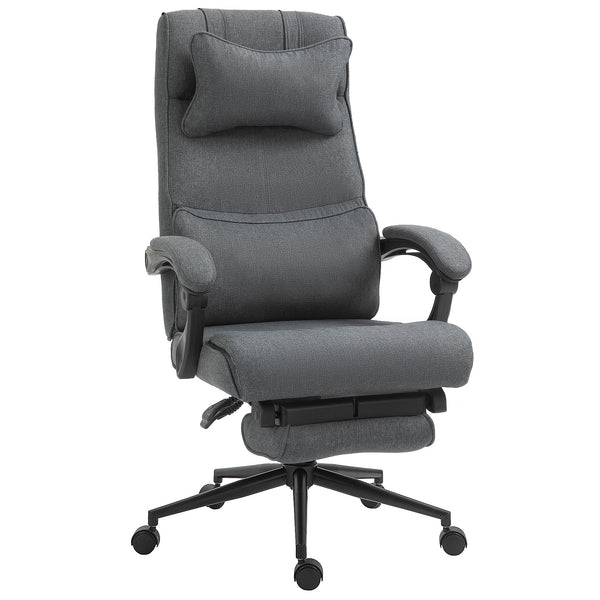 sconto Chaise de bureau présidentielle 66x70x115-123 cm avec repose-pieds en tissu effet lin gris