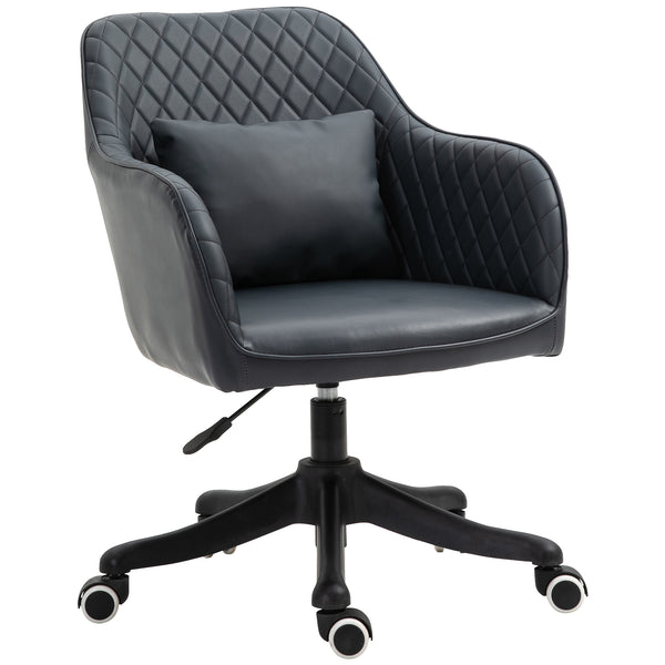 Chaise de bureau en similicuir avec coussin lombaire gris foncé online