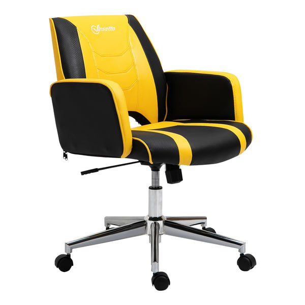 Chaise de bureau en similicuir noir et jaune online