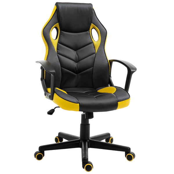 sconto Chaise de jeu inclinable et pivotante en similicuir noir et jaune