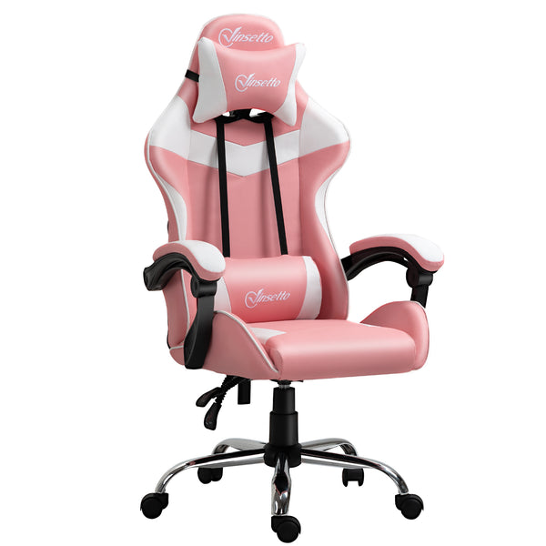 online Chaise gamer ergonomique 63x67x119-127 cm en simili cuir rose
