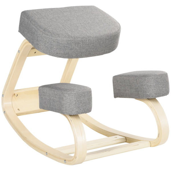 online Chaise ergonomique avec repose-genoux 51x69x58 cm en bouleau gris et polyester