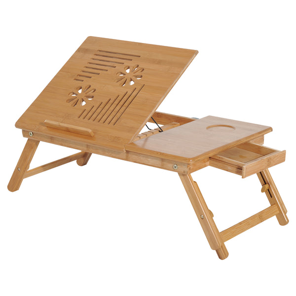Table de lit pour ordinateur portable avec système de refroidissement en bambou 55x35x22-30 cm sconto