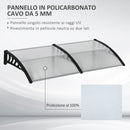 Pensilina Tettoia Moderna 200x96x27 cm in Policarbonato Alluminio e PP Trasparente-4