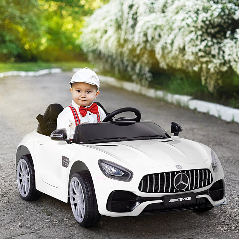 Macchina Elettrica per Bambini 2 Posti 12V Mercedes GTR AMG Bianca-5