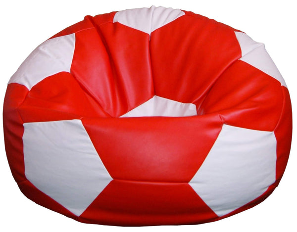 Pouf Pouf Ø100 cm en Simili Cuir Baselli Ballon de Football Rouge et Blanc prezzo