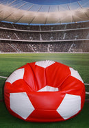 Poltrona a Sacco Pouf Ø100 cm in Similpelle Baselli Pallone da Calcio Rosso e Bianco-2