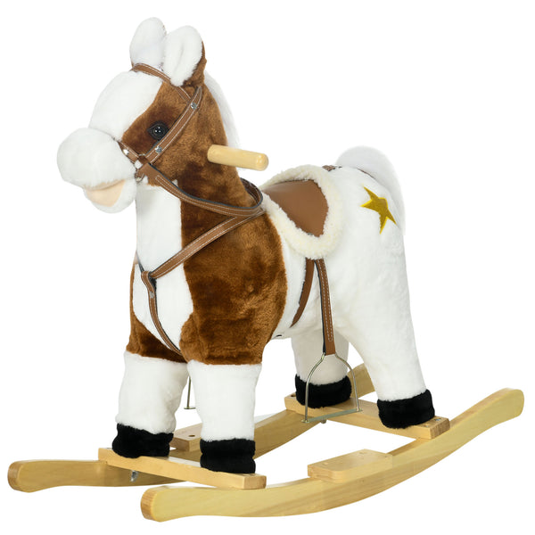 Cavallo a Dondolo per Bambini 68x26x62 cm con Suoni in Peluche Marrone online