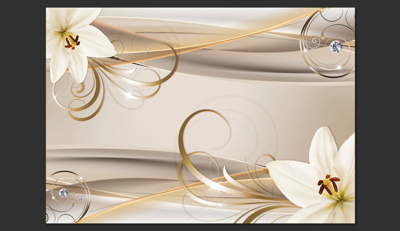 Fotomurale - Lilies And The Gold Spirals 400X280 cm Carta da Parato Erroi-2