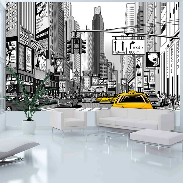 prezzo Papier Peint Photo Mural - Taxis Jaunes De New York 450x270cm Erroi
