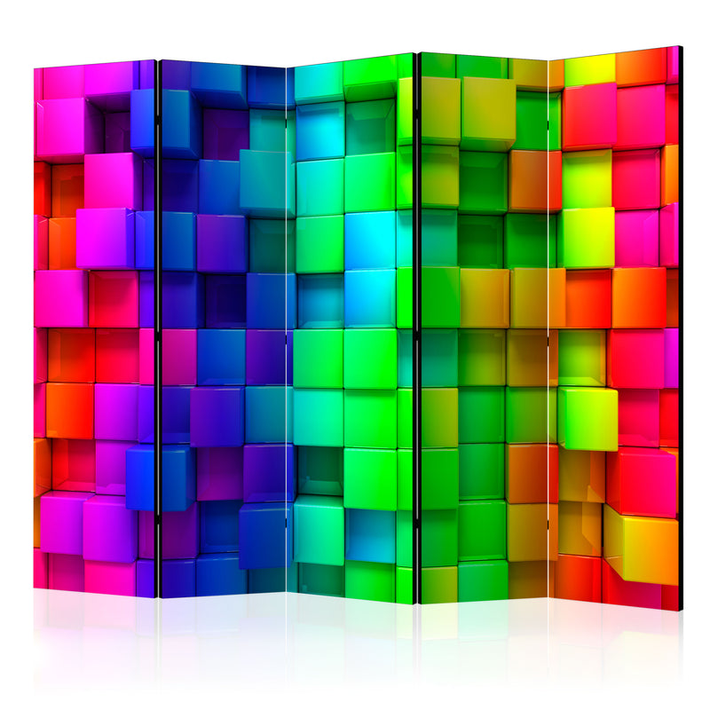 Paravento 5 Pannelli - Colourful Cubes II 225x172cm Erroi-1