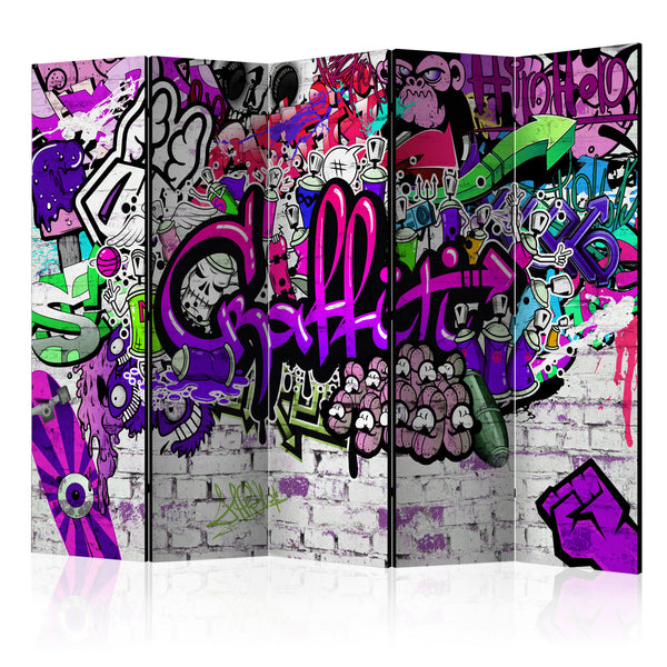 Paravent 5 Panneaux - Violet Graffiti 225x172cm Erroi prezzo