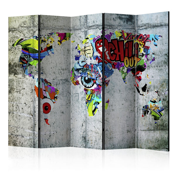sconto Paravent 5 Panneaux - Graffiti World 225x172cm Erroi