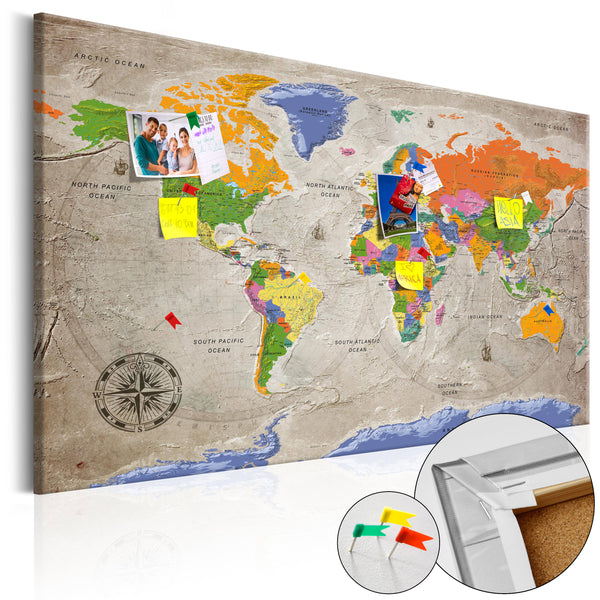 Image en liège - Carte du monde - Style rétro [Carte en liège] 90x60cm Erroi prezzo