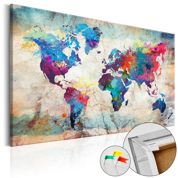 sconto Image en liège - Carte du monde - Folie colorée [Carte en liège] 120x80cm Erroi