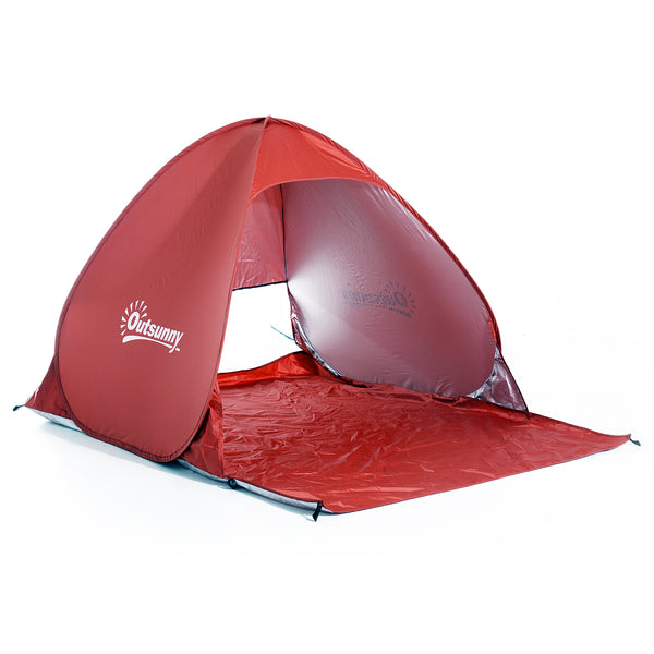 Tente de Plage de Camping Étanche Ouverture Pop-Up 150x200x115 cm Rouge sconto