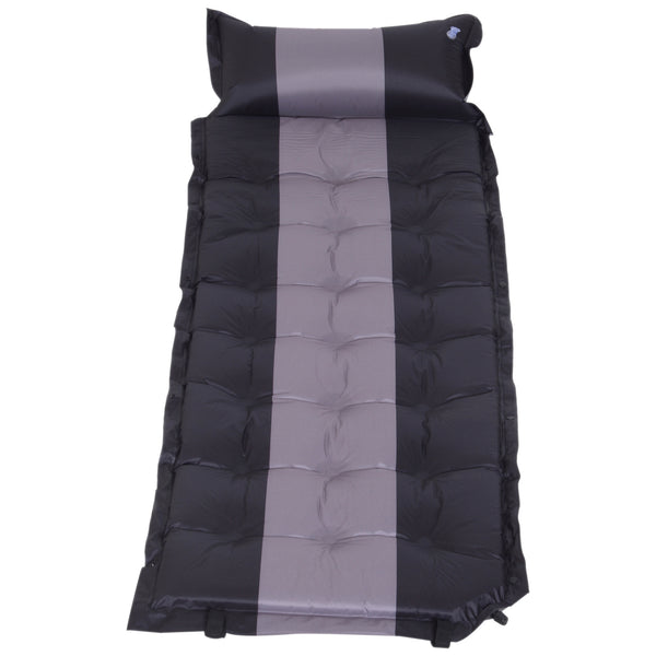 Matelas de camping gonflable avec oreiller en PVC noir et gris 191x63x5 cm online