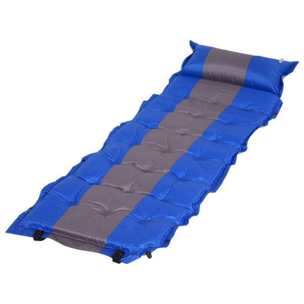 prezzo Matelas de camping gonflable avec oreiller en PVC bleu et gris 191x63x5 cm