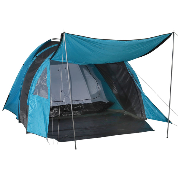 Tente de Camping Igloo 6 Personnes 500x300x200 cm Bleu et Gris acquista