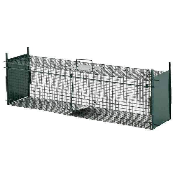 Cage Piège pour Animaux Vivants 100x25x28 cm Double Porte en Fer Vert Foncé acquista