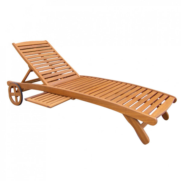 online Chaise longue de jardin à roulettes 197x63x37/100 h cm en bois marron