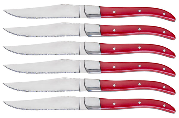 acquista Set de 6 Couteaux à Steak Lame Dentée Manche Acrylique Alì Rouge