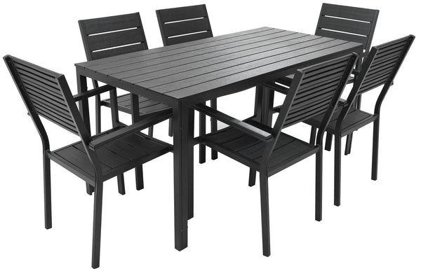 acquista Ensemble table et 6 chaises de jardin en acier Altair noir