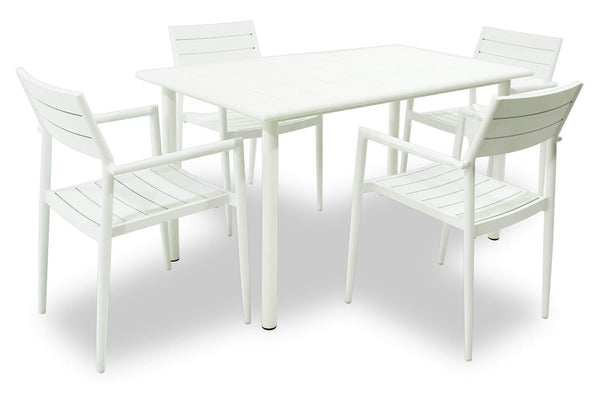 sconto Ensemble table et 4 chaises de jardin en aluminium blanc Alzira