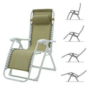 Sedia Sdraio Zero Gravity Reclinabile Pieghevole in Acciaio e Textilene Ariel Bianca e Tortora-10