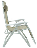 Sedia Sdraio Zero Gravity Reclinabile Pieghevole in Acciaio e Textilene Ariel Bianca e Tortora-2