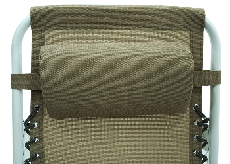 Sedia Sdraio Zero Gravity Reclinabile Pieghevole in Acciaio e Textilene Ariel Bianca e Tortora-3