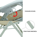 Sedia Sdraio Zero Gravity Reclinabile Pieghevole in Acciaio e Textilene Ariel Bianca e Tortora-4